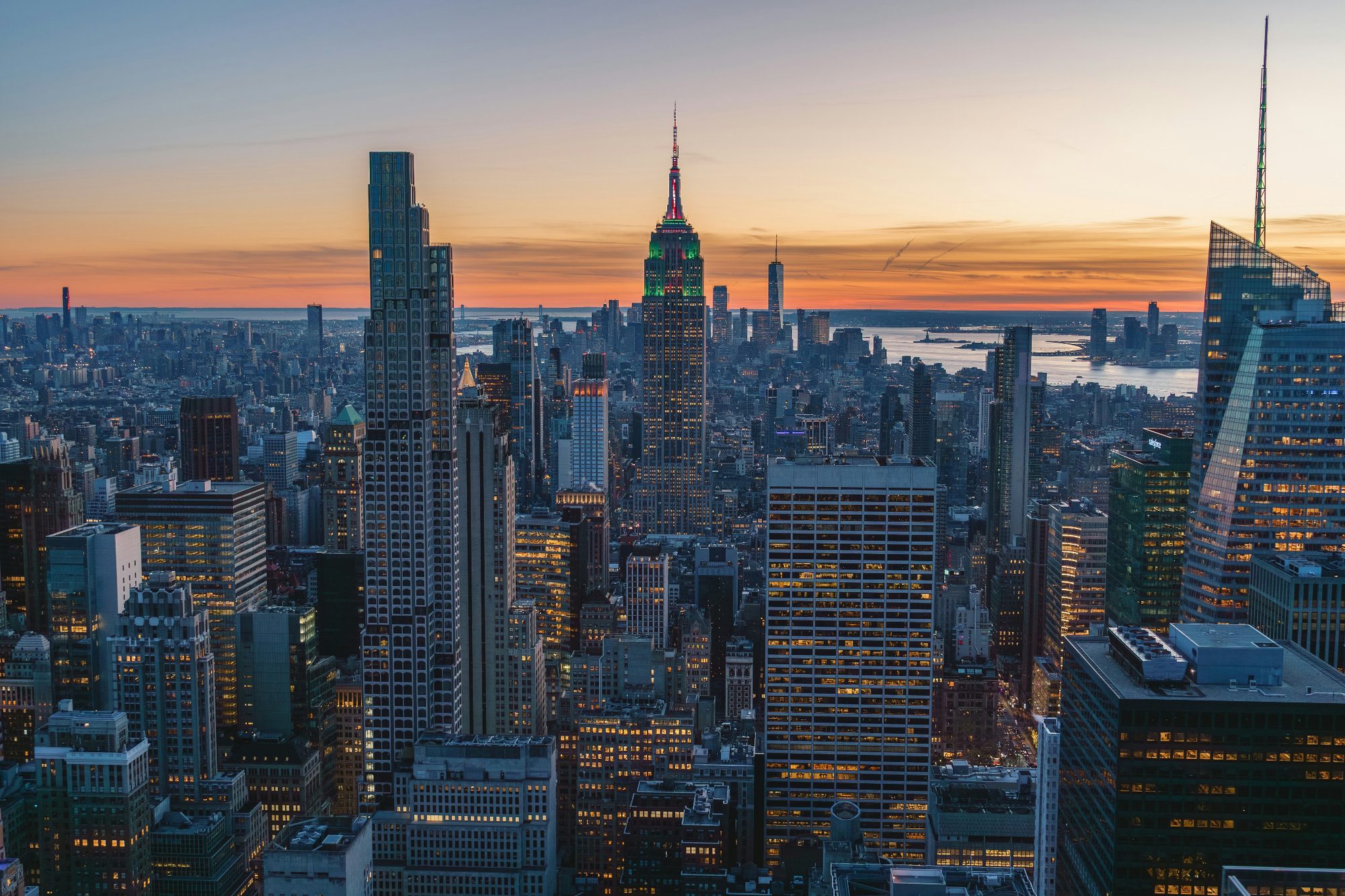 New York City skyline at sunset with Empire State Building